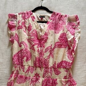 Vince Camuto Floral Print Smocked-Waist Maxi Dress